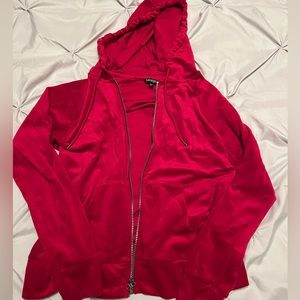 Fleece Red George Zip-Up Hoodie | XS